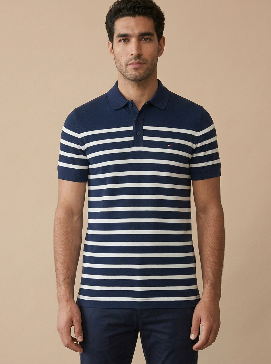 Tommy White Blue Stripes