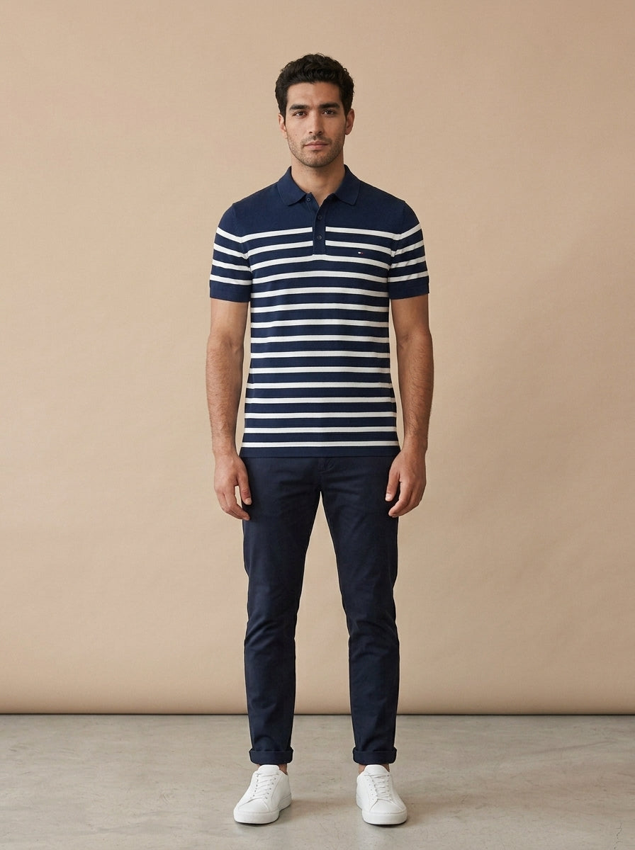 Tommy White Blue Stripes